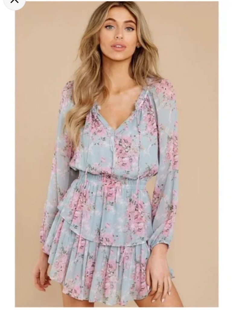 Loveshackfancy Burnt Pink Skies Popover Tiered Dress -S